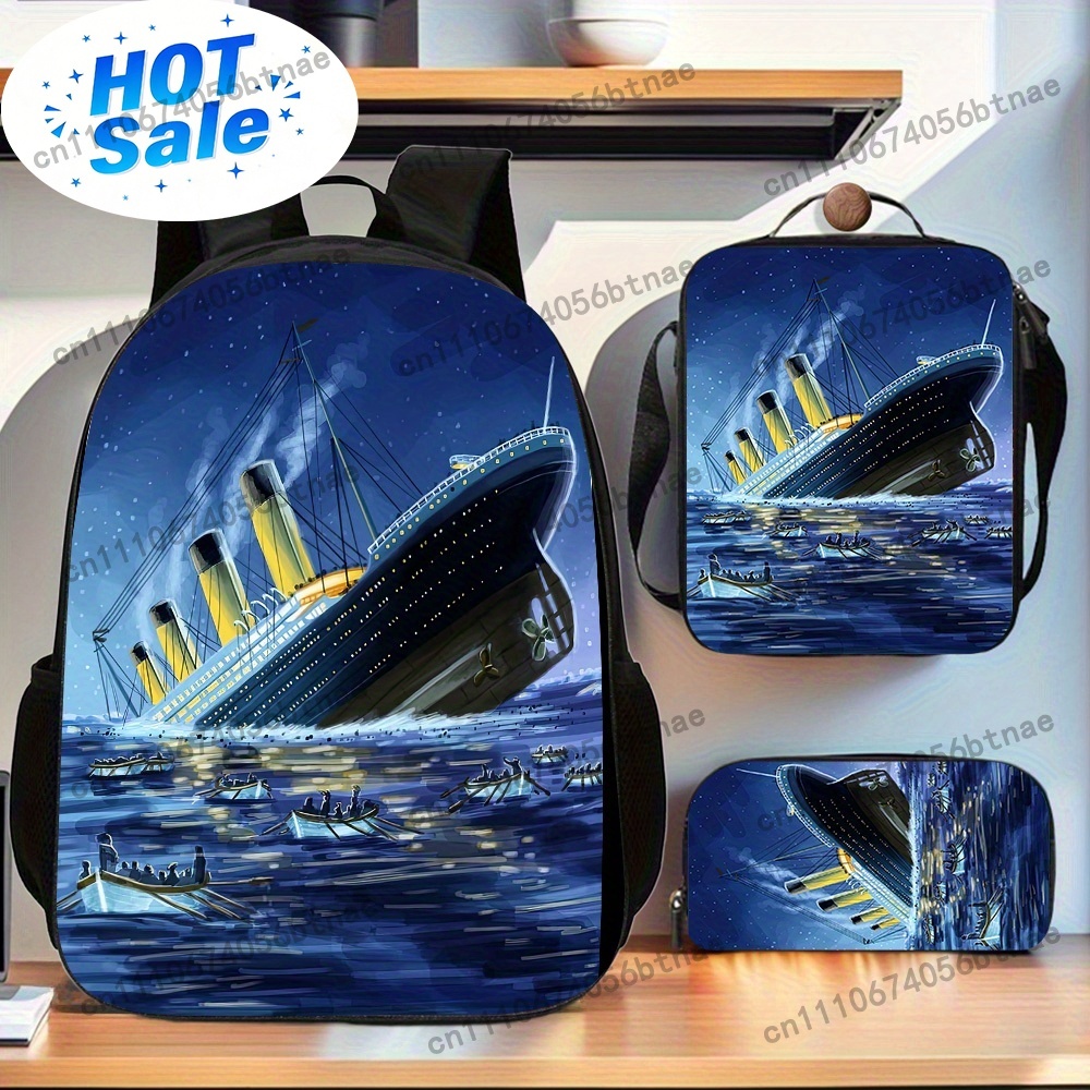 3pcs Titanic Pattern Backpack  - đánh giá và giá Handbags
